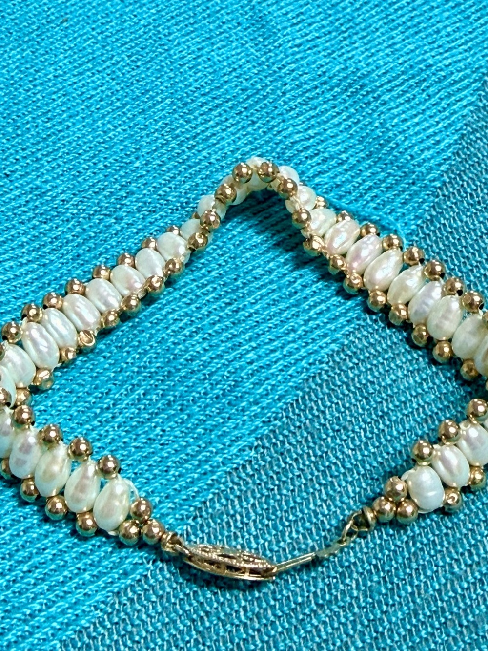 White Pearl and Gold Bead Bracelet - Timeless Women's Jewelry